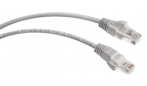 Cabeus PC-UTP-RJ45-Cat.6-1m Патч-корд U/UTP, категория 6, 2xRJ45/8p8c, неэкранированный, серый, PVC, Фото