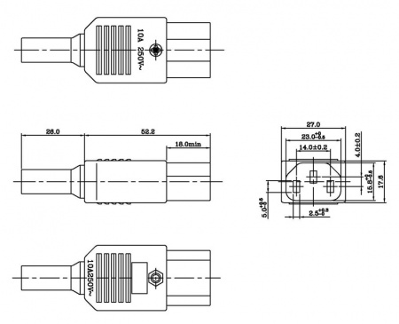 Hyperline CON-IEC320C13 Разъем IEC 60320 C13 220В 10A на кабель  Фото
