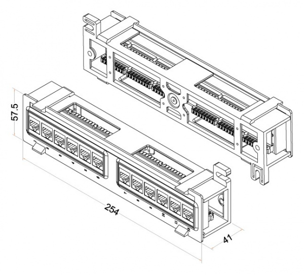 Hyperline PPW-12-8P8C-C5e Патч-панель настенная, 12 портов RJ-45(8P8C), категория 5е, с подставкой Фото