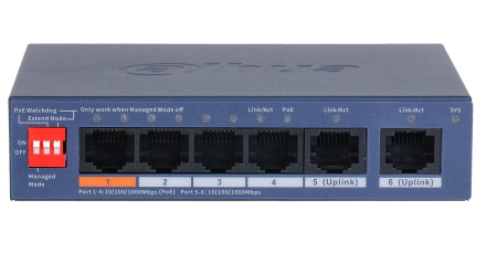 DH-CS4006-4GT-60-V2 4-портовый гигабитный PoE коммутатор с функцией облачного управления Фото