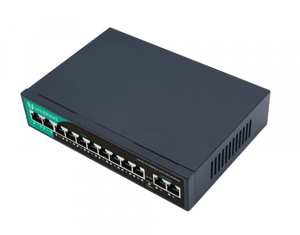 UB-SW-10F2F-120 Base Неуправляемый коммутатор Unibrave с поддержкой PoE на 10 портов Фото