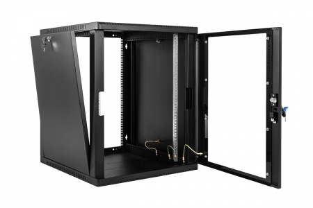 Шкаф телекоммуникационный настенный сварной 12U (600 × 500) съёмные стенки, дверь стекло, чёрный Фото
