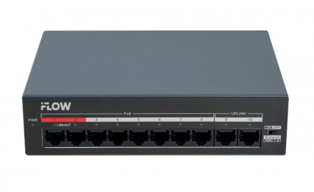 F-SW-EU210MPOE-V/L Неуправляемый PoE-коммутатор L2, 8 портов 10/100M RJ45 PoE, 2 uplink порт 10/100M RJ45 Фото