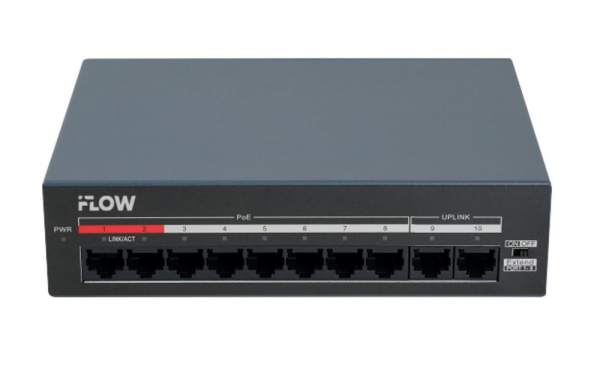 F-SW-EU210MPOE-V/L Неуправляемый PoE-коммутатор L2, 8 портов 10/100M RJ45 PoE, 2 uplink порт 10/100M RJ45 Фото