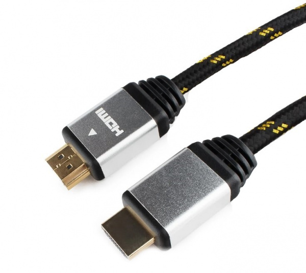 Кабель HDMI Konoos, 1м, v1.4, 19M/19M, алюмин корпус, черный, нейлоновая оплетка, позол.разъемы Фото