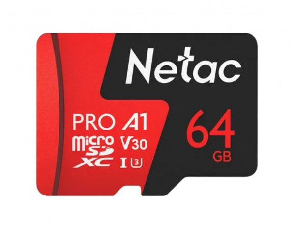 Карта памяти 64GB MicroSD Netac P500 Extreme Pro Class 10 UHS-I A1 V30 (100 Mb/s) + SD адаптер Фото Карта памяти 64GB MicroSD Netac P500 Extreme Pro Class 10 UHS-I A1 V30 (100 Mb/s) + SD адаптер Фото