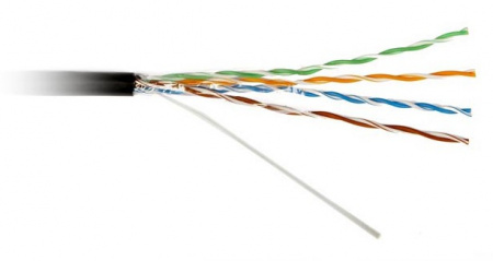 Кабель витая пара Hyperline Cat5e U/UTP, UUTP4-C5E-S24-SW-OUT-PE-BK-500, (24 AWG) (500 м) Фото