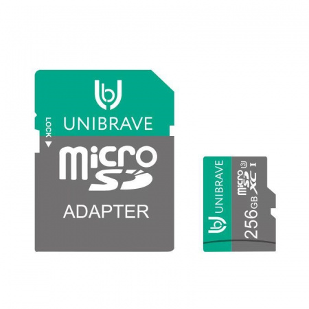 Карта памяти для видеонаблюдения 256GB MicroSD Unibrave Class 10 U3 + SD адаптер Фото