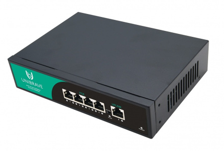 UB-SW-4G1G-65 Base Гигабитный неуправляемый коммутатор Unibrave с 4 PoE-портами 1000 Мбит/с и 1 Uplink 1000 Мбит/с Фото