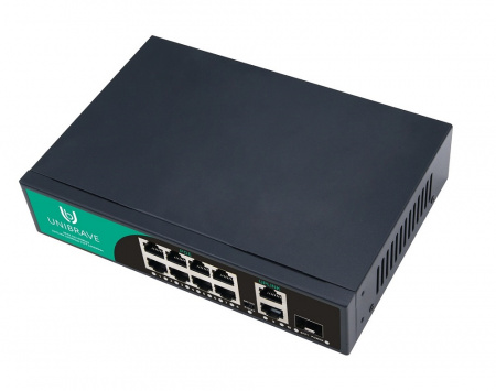 UB-SW-8F2G1SFP-120 Base Неуправляемый коммутатор Unibrave с поддержкой PoE на 8 портов, 2 Uplink 1000 Мбит/с, 1 SFP Фото
