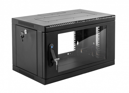 Шкаф телекоммуникационный настенный сварной 9U (600 × 650) съёмные стенки, дверь стекло, чёрный Фото