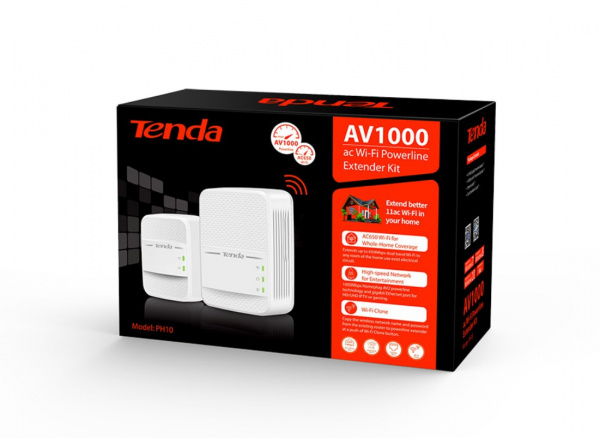 PH10 Kit Комплект гигабитных Wi-Fi Powerline адаптеров AC стандарта Фото