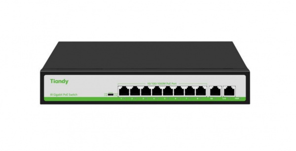 TC-P3S010 Spec:G/0820/AT/110 Неуправляемый РоЕ коммутатор, 10 портов (8 РоЕ RJ-45 х1Гбит/с + 2 Uplink RJ-45 х1Гбит/с) Фото