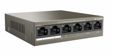 F1106P-4-63W 6-портовый настольный PoE коммутатор 10/100 Мбит/с с 4-портами PoE. Фото