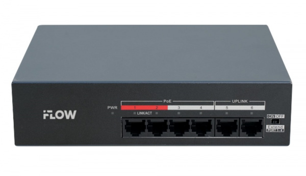 F-SW-EU206MPOE-V/L Неуправляемый PoE-коммутатор L2, 4 порта 10/100M RJ45 PoE, 2 uplink порт 10/100M RJ45 Фото