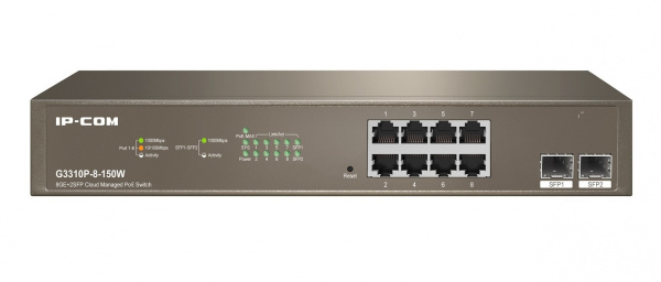 G3310P-8-150W Управляемый L2 PoE коммутатор IP-COM c 8 портами PoЕ 10/100/1000 Мбит/с, 2 SFP 100/1000 Мбит/с Фото