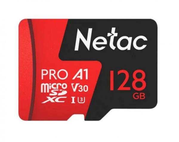 Карта памяти 128GB MicroSD Netac P500 Extreme Pro Class 10 UHS-I A1 V30 (100 Mb/s) + SD адаптер Фото Карта памяти 128GB MicroSD Netac P500 Extreme Pro Class 10 UHS-I A1 V30 (100 Mb/s) + SD адаптер Фото