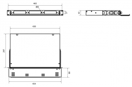Hyperline FO-19V-1U-3xSLT-W130H30-24UN-BK Бокс оптический универсальный 19