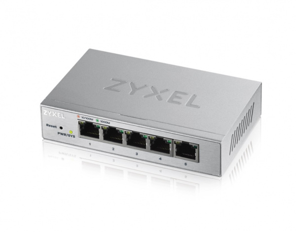 Smart коммутатор Zyxel GS1200-5, 5xGE, настольный, бесшумный, с поддержкой VLAN, IGMP, QoS и Link Ag Фото