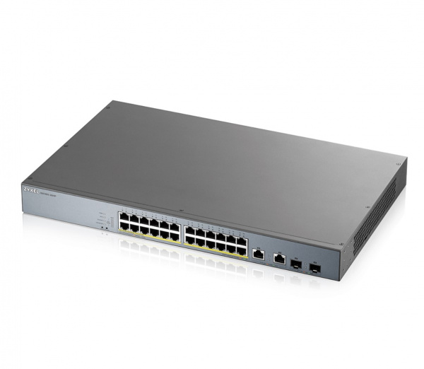 L2 коммутатор PoE+ для IP-видеокамер Zyxel GS1350-26HP, 24xGE PoE+, 2xCombo (SFP/RJ-45), бюджет PoE  Фото