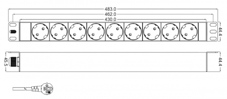 Hyperline SHT19-9SH-2.5EU Блок розеток для 19