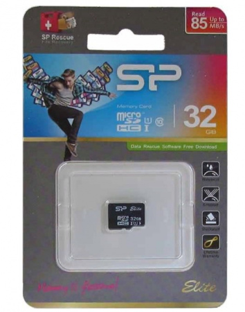 SP032GBSTHBU1V10 Карта памяти 32GB MicroSD Silicon Power Class 10  Elite UHS-I (R/W 85/15 Mb/s) без адаптера     Фото