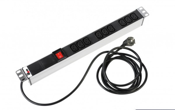 Блок розеток Rem-16 с выкл., 16A, алюм., 19