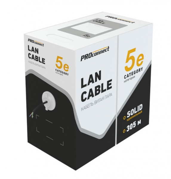 Кабель витая пара PROconnect CAT5e, UTP 4PR 24AWG, наружный (OUTDOOR) (бухта 305 м) Фото